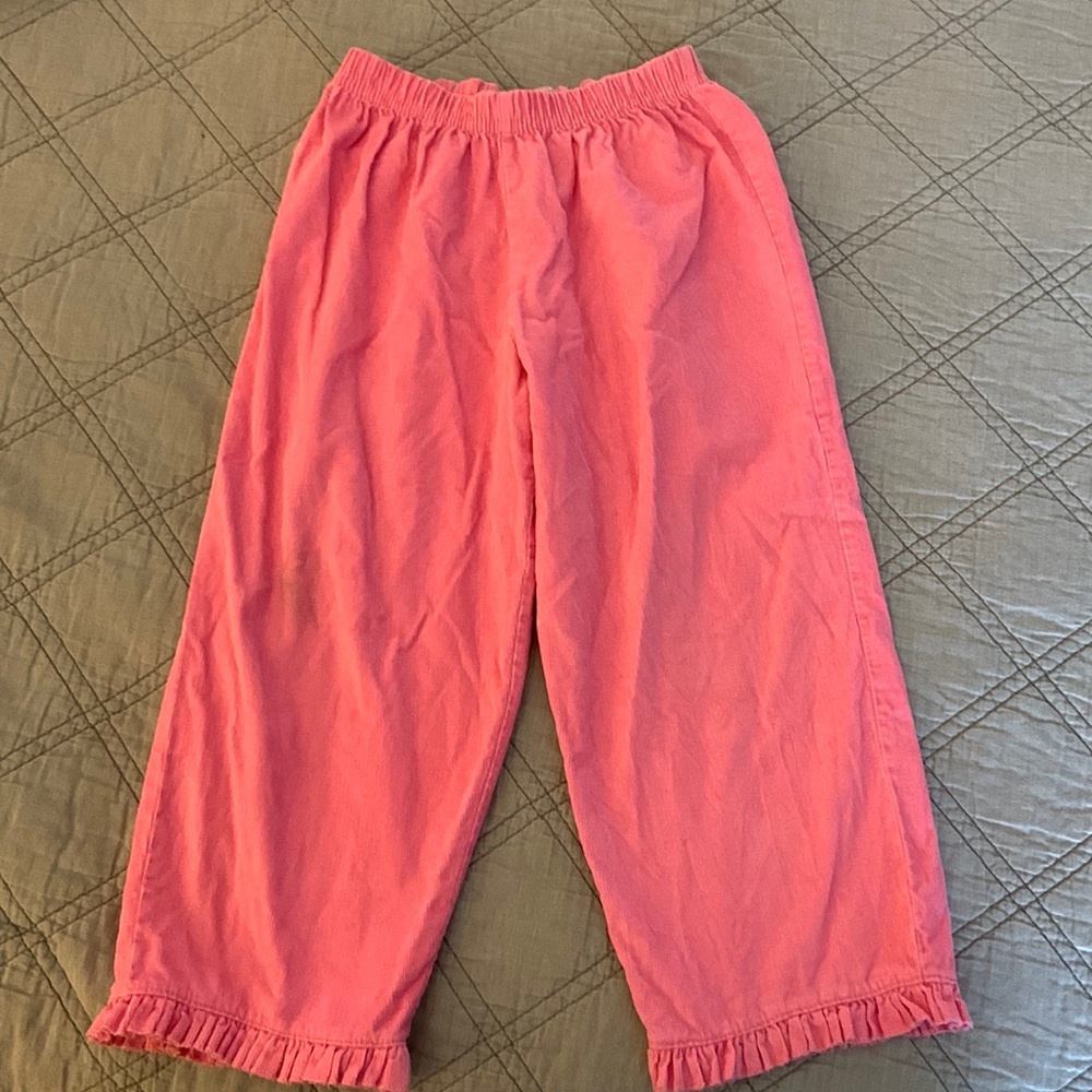Luigi Kids Girls Pink Corduroy Pants with ruffle hem - Size 4T